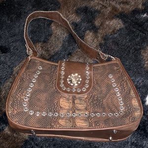 Alligator print studded purse